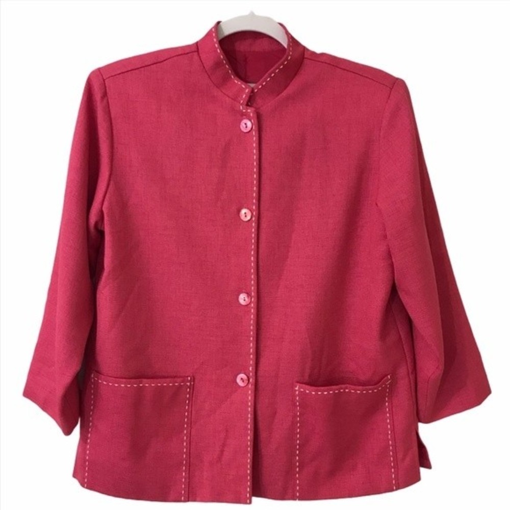Patchington Pink Button Up Blazer Jacket Brunch C… - image 1